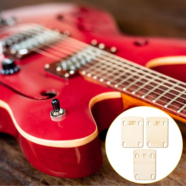 Gitarrhalsbrickor, 3 0,25, 0,5 och 1 graders gitarrhalsplatta verktyg massivt trä gitarrhalsbricka skydd för gitarr bas bult-on halsreparation, 3