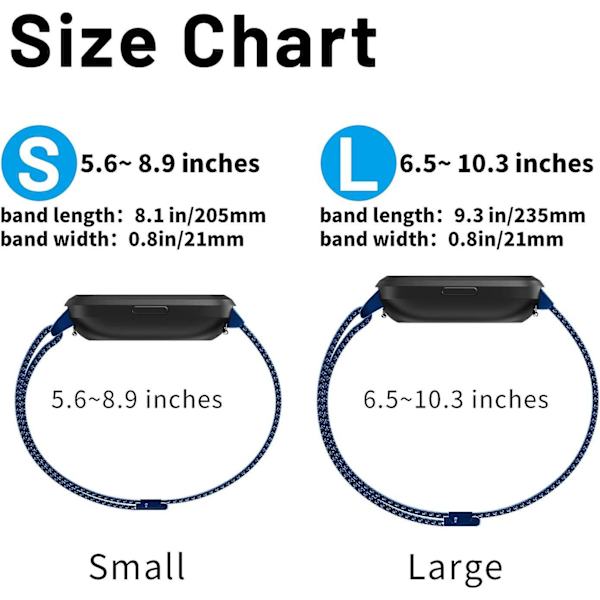 Metal Justerbar Udskiftningsarmbånd Magnetiske Remme Kompatibel Med Fitbit Versa/versa 2/versa Lite/se, Multi-farve Blue Large