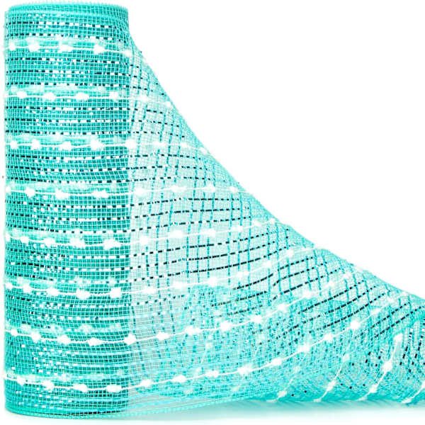 Snebold Mint Grøn Metallic Mesh Bånd, Turkis Mesh 10 tommer x 30