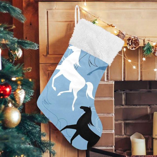 Julklapp, personliga julklappsstrumpor 2-pack Hästtryck 45,7 cm Julstrumpor Hängande Ornament Kamin för träddekoration 17.71