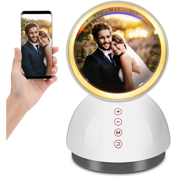 3D Digital Fotoram, 3D Kristallfoto, Digitalklocka, Väckarklocka, RGB Nattlampor för Sovrum, Presenter till Barn, Bröllopspresenter till Par, LCS