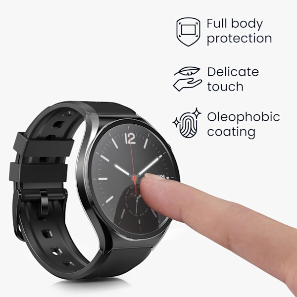 Deksel Kompatibelt med Xiaomi Watch S1 Deksel - 2X Herdet Glass med Plastramme - Svart/Transparent