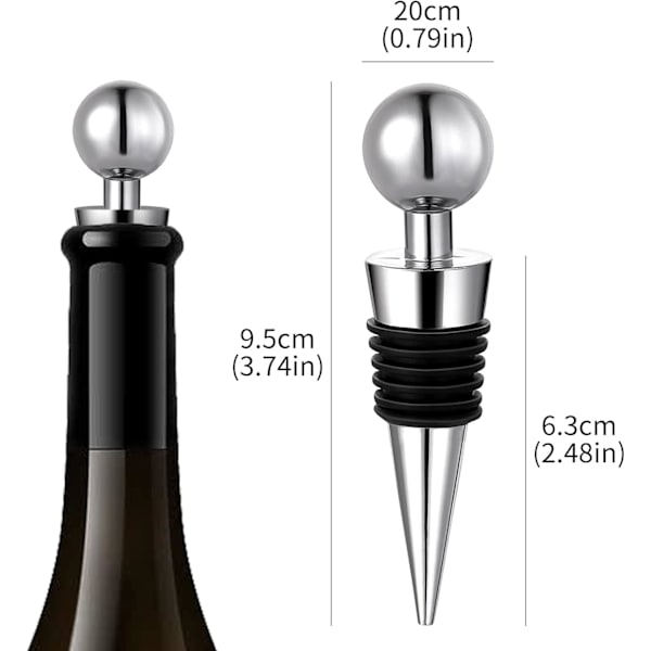 Återanvändbara vinflaskproppar - Set med 3 för olika drycker