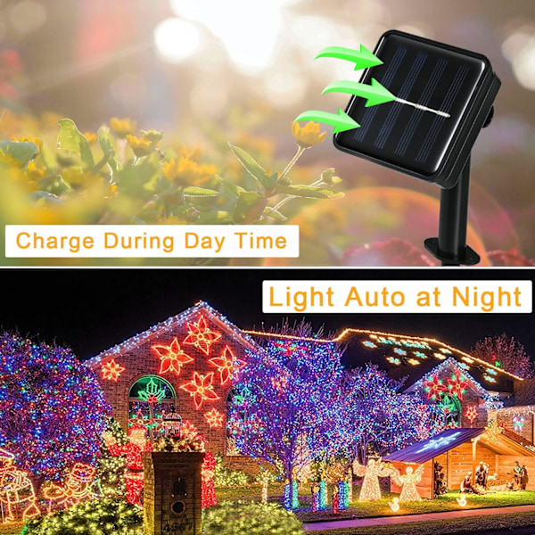 2-pack solcellslampor för utomhusbruk, 33 fot 100 LED-lampor utomhus vattentäta, 8 lägen PVC-rör ljusslingor för camping studsmatta