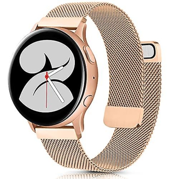 Milanese-rem för Samsung Galaxy Watch 4 Active 2 Huawei Watch Gt2 Magnetiskt spänne Metall Andningsbart armband för Amazfit Gtr Rose gold Samsung watch 3 45mm