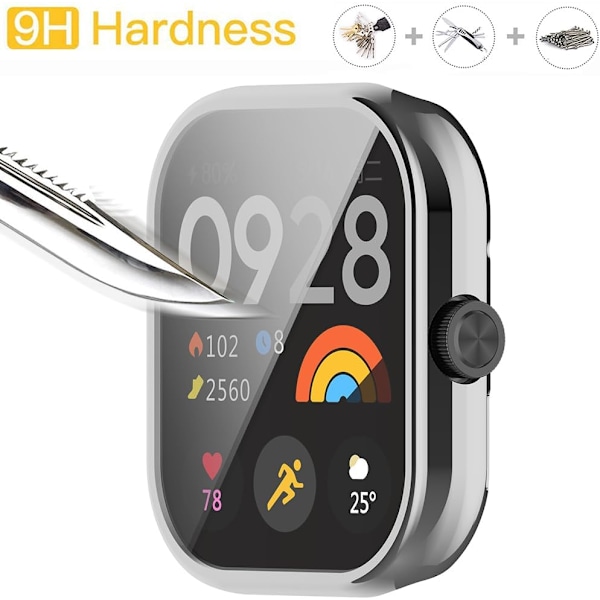 [2 Stk.] Etui Kompatibelt med Xiaomi Redmi Watch 4, Sort Høj Gennemsigtighed All-Round Beskyttelsesetui med Skærmbeskytter, [Anti-Smuds] [Ridse-
