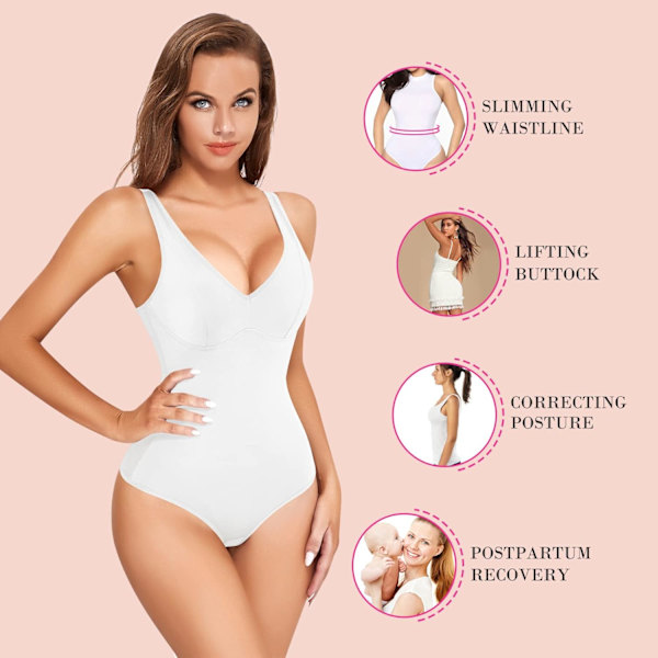 Kvinde Taljetræner Shapewear Slim Body Shaper Sexet Dyb V-hals Thong Bodysuit