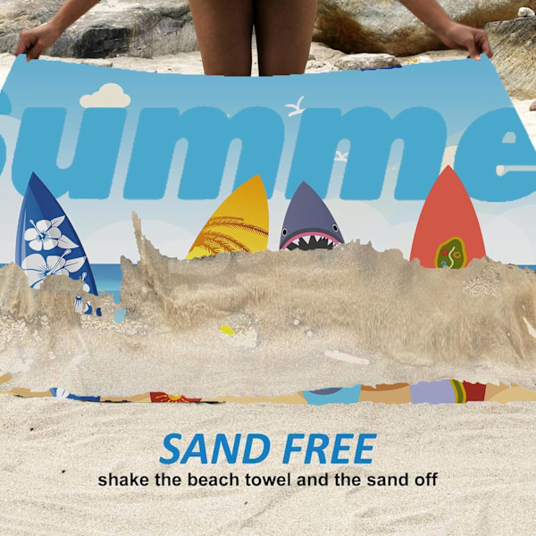 Overdimensjonert strandhåndkle for voksne med hurtigtørkende funksjon, sandfritt, for sommeren