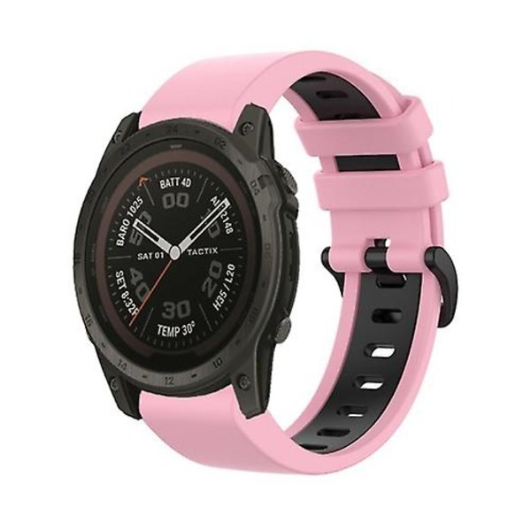 For Garmin Tactix 7 Pro 26mm Silikone Sports Tofarvet Rem Pink-Black