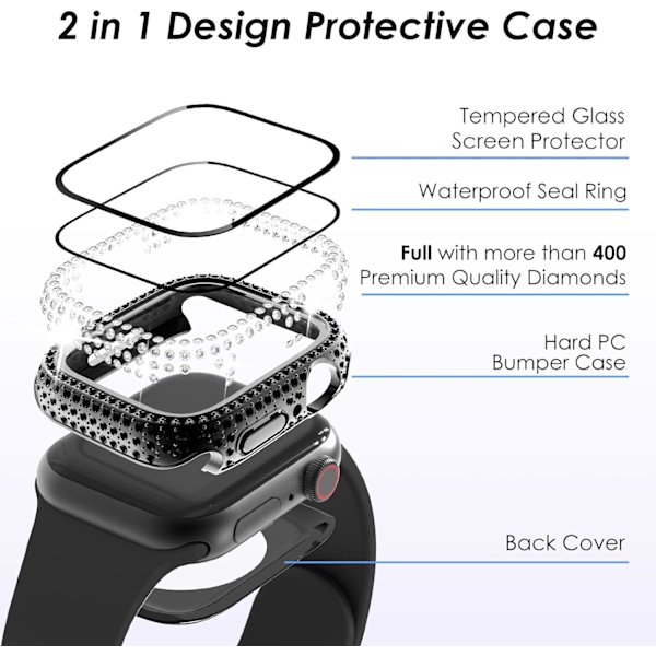 2 i 1 Bling vanntett etui for iWatch Series 6