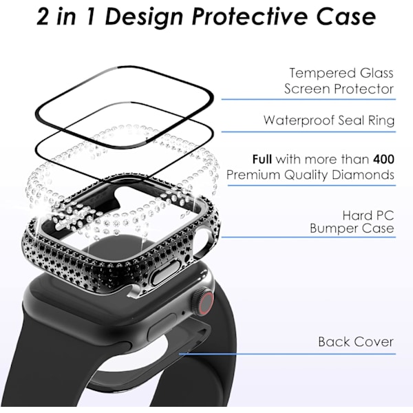 2 i 1 Bling vattentätt fodral för iWatch Series 6