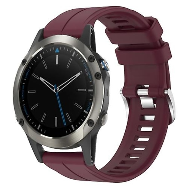 For Garmin Quatix 5 22mm Solid Color Silicone Watch Band RXU Burgundy