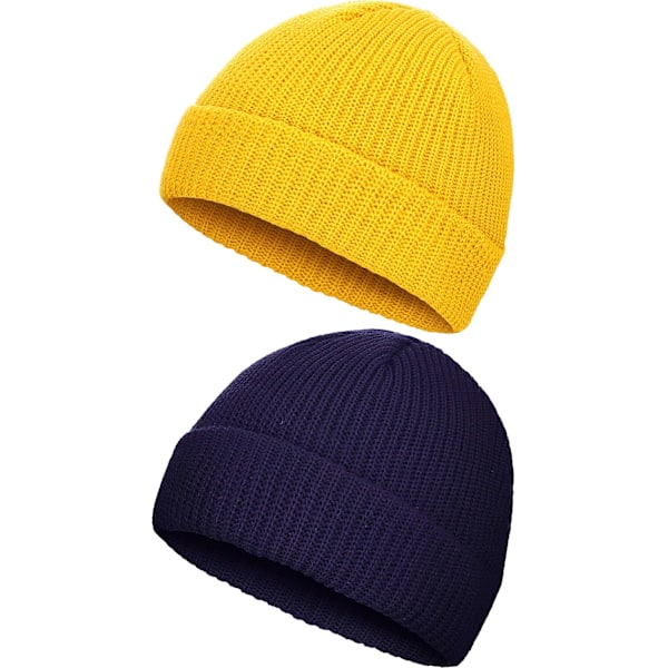 2 Pieces Winter Short Fisherman Beanie Hat Trawler Beanie Watch Hat Edge