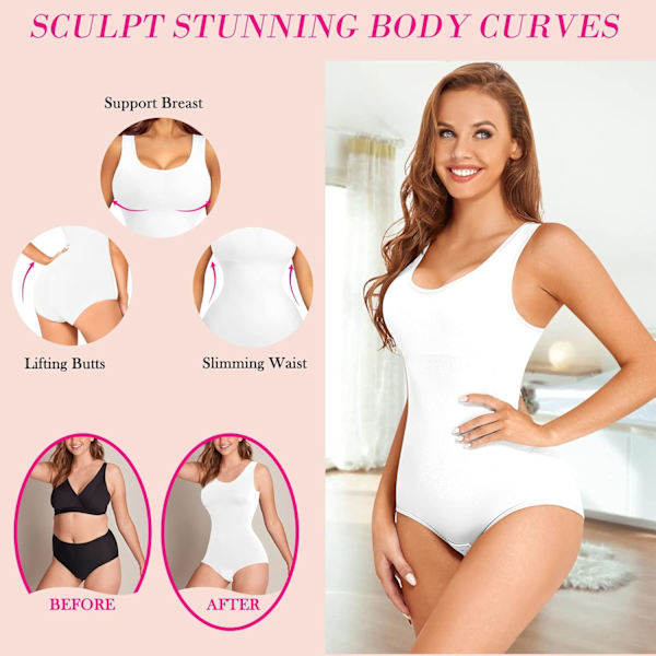 Kvinder Talje Træner Bodysuit Slim Fuld Krop Shapewear Sømløs Rund Hals