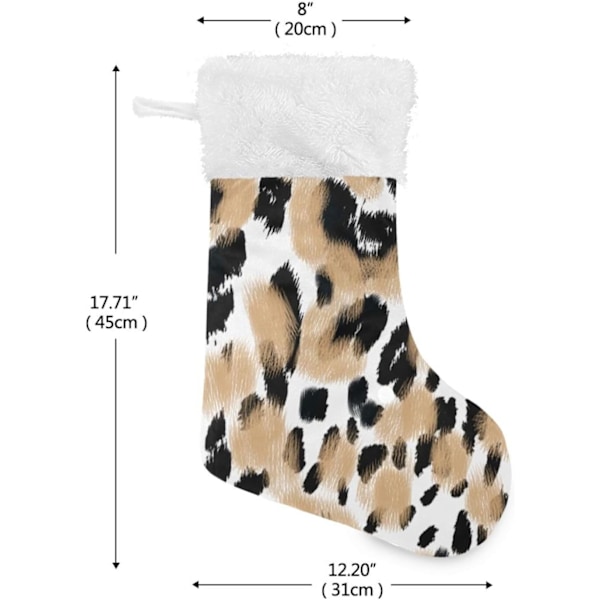 Julklapp, personliga julklappsstrumpor 2-pack Leopard Djur Gepard Print 45,7 cm Julstrumpor Hängande Ornament Eldstad för Träddekoration