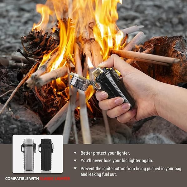 SOMGEM EDC Vandtæt Lighter Etui, 2 Pak Etui til BIC Regular Lighter Sleeve Model J6 Udendørs Overlevelse Multi-Purpose Forseglet Lighter