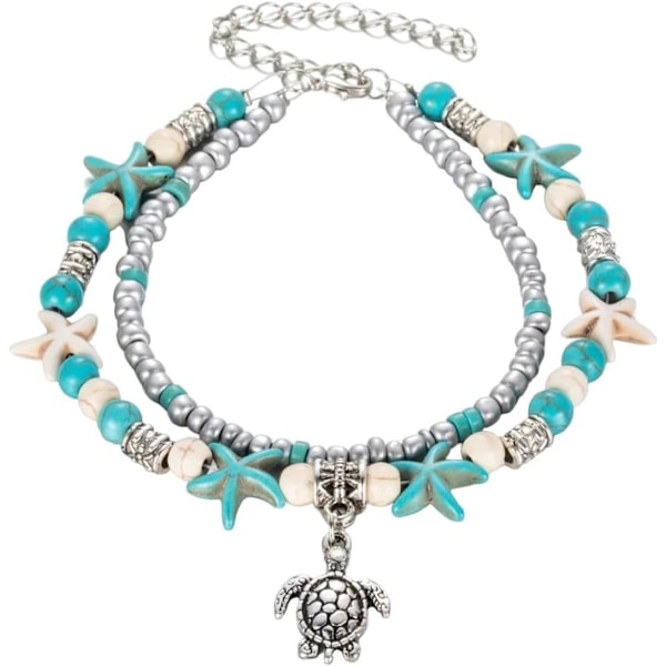 Vintage Shell Beads Starfish Anklets for Women Handmade Beaded Ankle Bracelet Foot Jewelry Bracelet Cheville Femme As Pic  As Pic