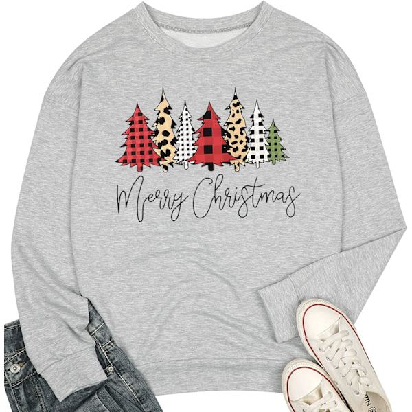 God Jul Sweatshirt för kvinnor Julgran Grafik Pullover