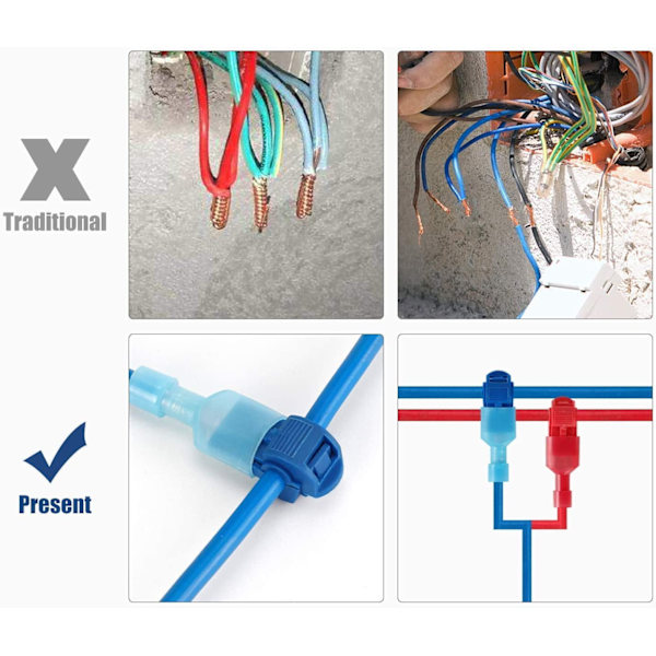 Elektrisk T-kontakt trådkontakt - hurtigkobling (120 stk.)