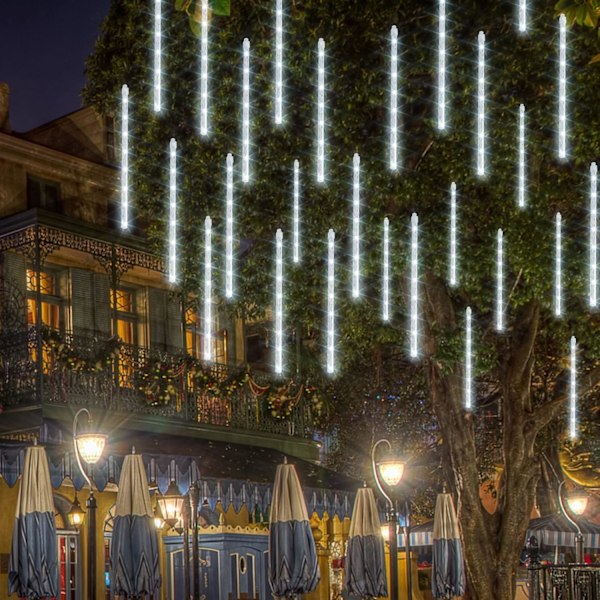 864 LED julelys, meteorskur regndråper lys 11,8 tommer 24 rør, vanntett plugg i fallende regndråper lys juledekorasjoner for jul