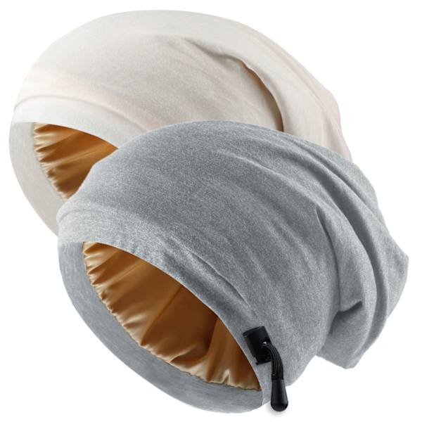 Siden Satin Bonnet Hårinpackning för att sova, 2 st Justerbar Silk
