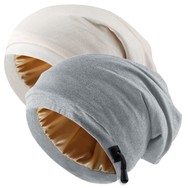 Silk Satin Bonnet Hair Wrap for Sleeping, 2 Pcs Adjustable Silk