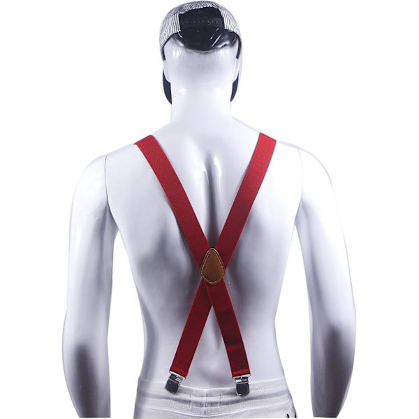 Herr Suspender X Rygg med 4 Metallstyrda Klämmor Bred Byxor & Solida Klämmor