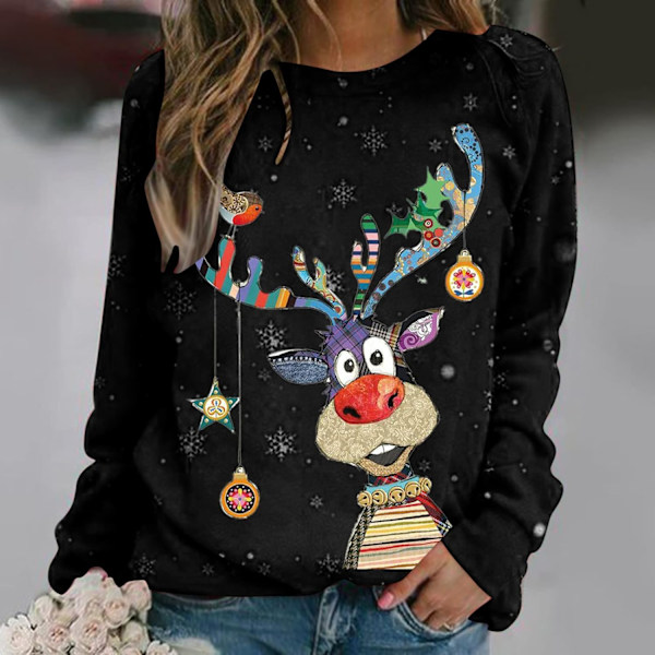 Julegensere for kvinner Oversized Lang Ermet Rund Hals