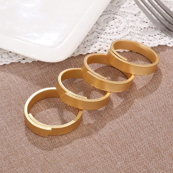 6 stk. matte guld servietringe - minimalistisk moderne luksusdesign, stoflinned