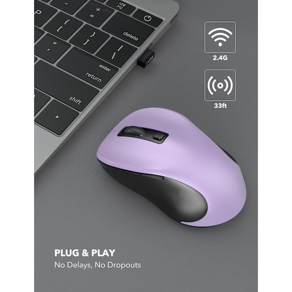 Trådløs mus for bærbar PC. 2,4G Ergonomisk datamus