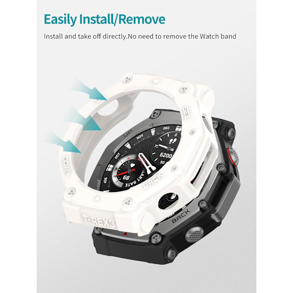 Skal för Amazfit T-Rex 3, TPU Skyddsskal, Lätt att Installera, Fallsäkert, Reptåligt, Skyddsskal för Amazfit T-Rex 3 Smartwatch (Vit) Vit