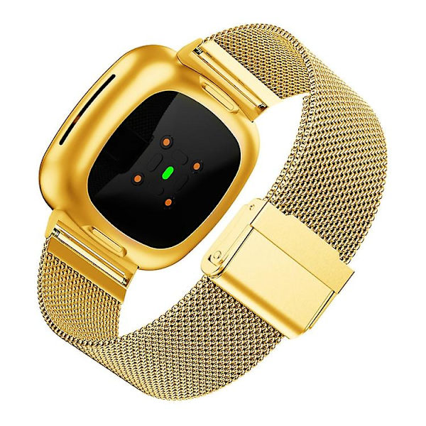 För Fitbit Versa 4 / Sense 2 Universal Metal Stainless Steel Buckle Watch Band RTJ Gold