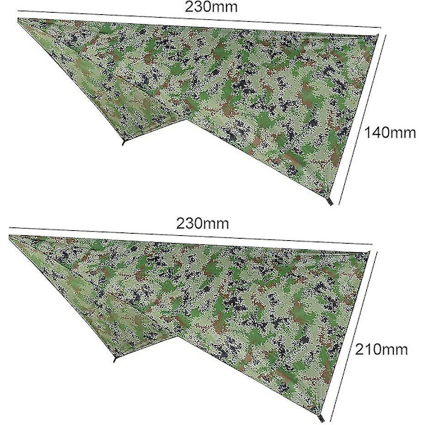 Camping Regn Tarp Regn Tarp Vandtæt Tarp Regn Flugtält Canvas Med Opbevaringspose Til Udendørs Camping Vandring, 230*210cm