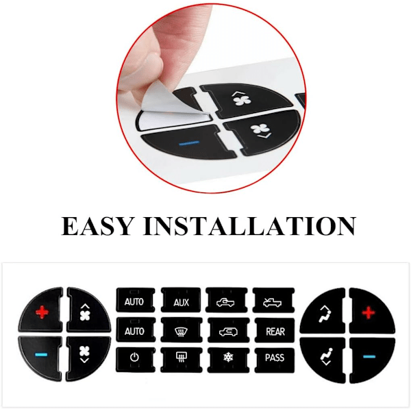 AC-panel klistremerker for radioknappreparasjon - passer til GM, Chevrolet, GMC, Saturn