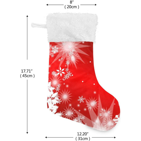 Julklapp, Personliga Julklappsstrumpor 2-pack Jul Vit Snöflingor Röd 45,7 cm Julstrumpor Hängande Ornament Eldstad