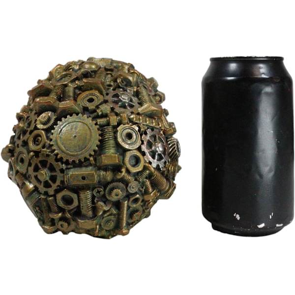 Ebros Steampunk Junkyard Mekaniker Gear Møtrikker Bolte og Skruer Hardware Skull Dekorativ Figur 7\" L i Bronze Patina Resin Macabre Dekor Kranier og