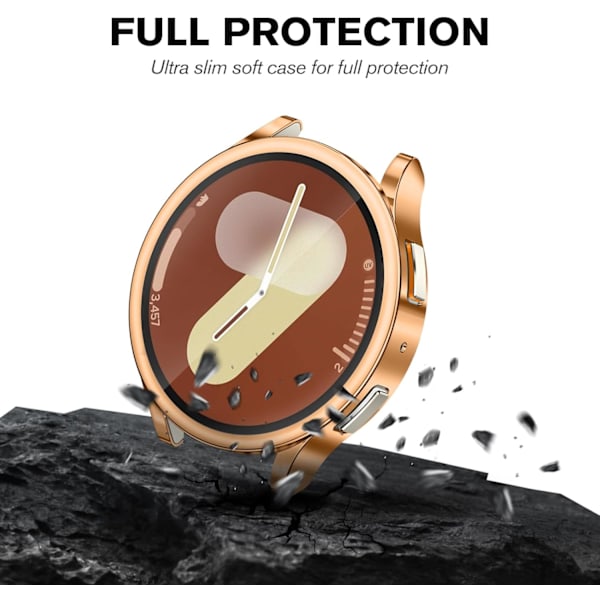 4-pak Etuier Kompatible med Galaxy Watch 7 40mm 2024, Premium Blød TPU Skærmbeskytter All-Around Beskyttende Bumper Cover, Sort/Sølv/Rose