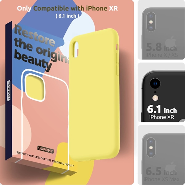 Kompatibel med iPhone XR Deksel, Fortykket Flytende Silikon Deksel (med Mikrofiberfôr) for iPhone XR 6.1 ihes, Gul Gul