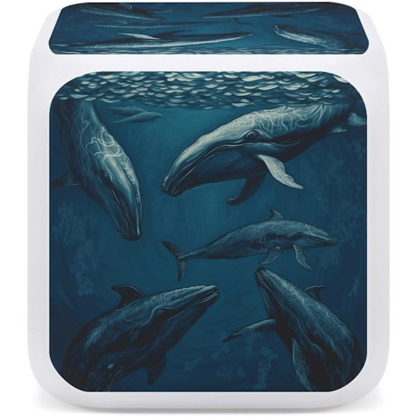 LED-vækkeur, Ocean Whale Print Multicolor Vækkeur Geometrisk Vækkeur Soveværelse Vækkeur Lydløs Vækkeur Hvid Hvid