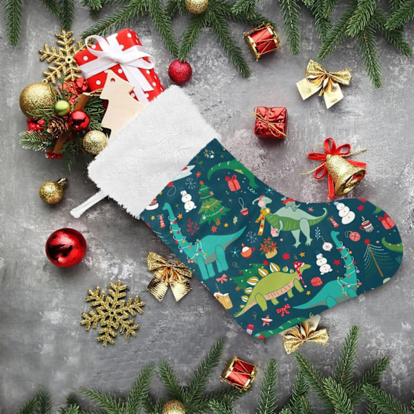 Julklapp, Personliga Julklappsstrumpor 2-pack Dinosaurie Jul Gott Nytt År Klotter 45,7 cm Julstrumpor Hängande Ornament