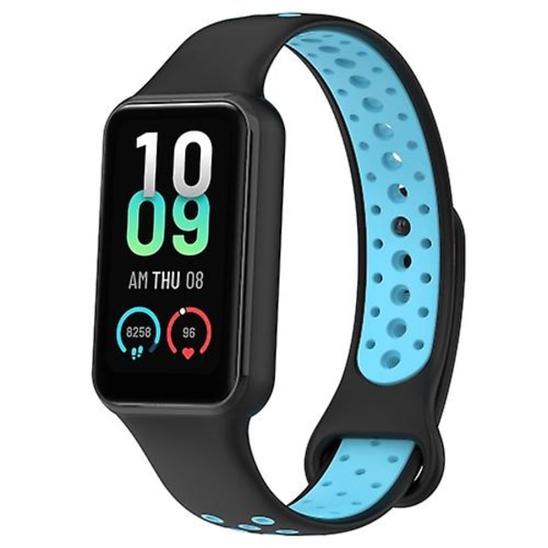 För Amazfit Band 7 Loop Tvåfärgat Andningsbart Silikon Armband PVL Black-Blue