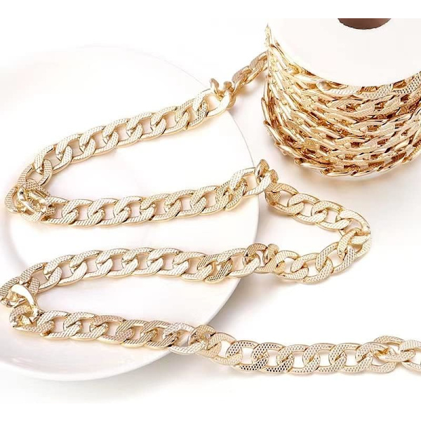 5 meter flat aluminium curb-kjede 15x10 Twisted Miami Cuban Link