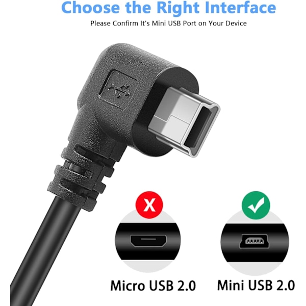 Pasow Mini USB-laddningskabel USB 2.0 A-hane till Mini-B bil