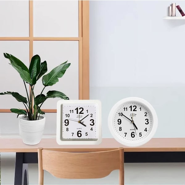6 tum enkel liten sovrums sängbord student kontor skrivbordsklocka, Baery drivs resebarns väckarklocka, tyst ingen tickande analog kvarts kök
