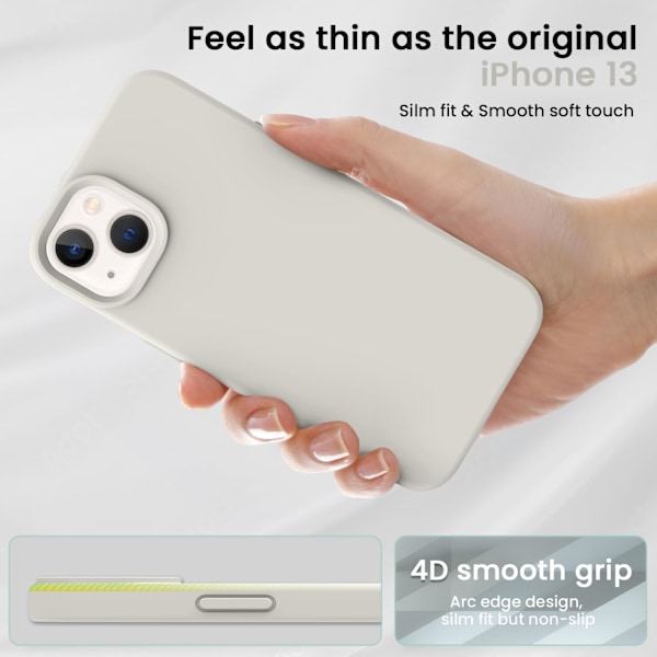 Kompatibelt med iPhone 13 Skal, Silikonskal med Slim Stötsäkert Mjukt Anti-Rep Mikrofiberfoder, 6,1 tum, White Stone White Stone