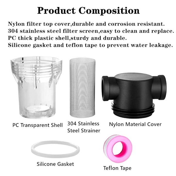 1\" 40 Mesh Sedimentfilterfäste Vattenfilter T Silfilter
