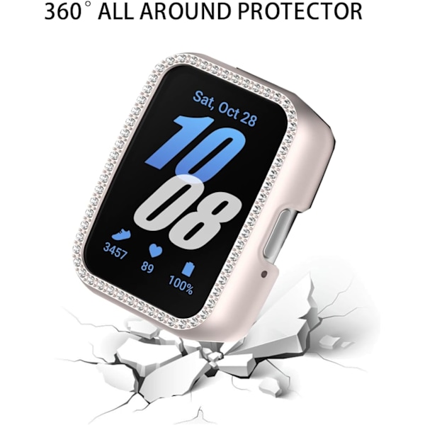 Kompatibel med Galaxy Fit3 Bling Diamant Etui PC Bumper Beskyttelsesetuier, (Ingen Skærmbeskytter), Kvinder Piger Krystal Skinnende Rhinestone Etuier Smartwat
