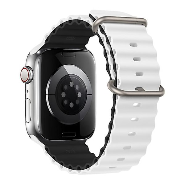 Rem för Apple Watch Ultra Band 49mm 44mm 40mm 45mm 41mm 42mm 45 Mm Watchband Silikonarmband Iwatch Serie 7 8 4 5 6 3 Se white black 42mm 44mm 45mm 49mm