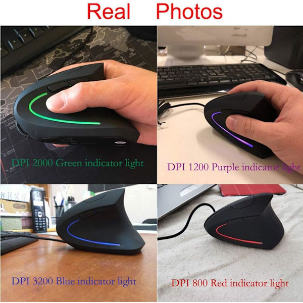 Ergonomisk optisk mus USB - optisk højpræcisionskabel