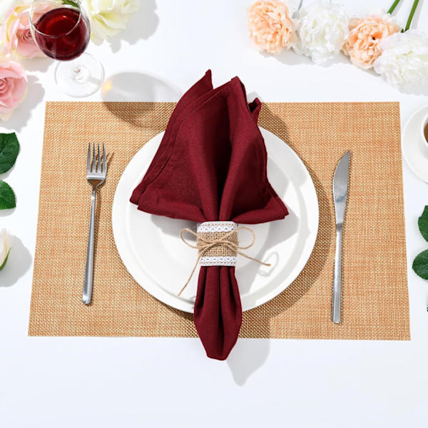 100 stk blonder og lerretsringer til fest, lerrets serviettringer, DIY bryllupsdekorasjon for